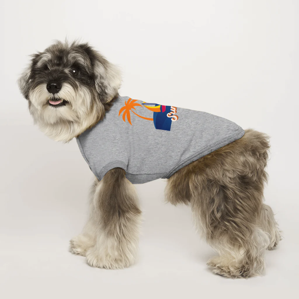  SATOHIROショップのヨットビーチ・サマーパーム Dog T-shirt