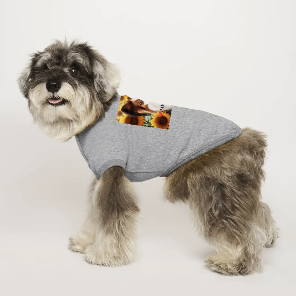 Atelier☆vivienのひまわりに茶白パピヨン犬のわんこ服 ドッグTシャツ