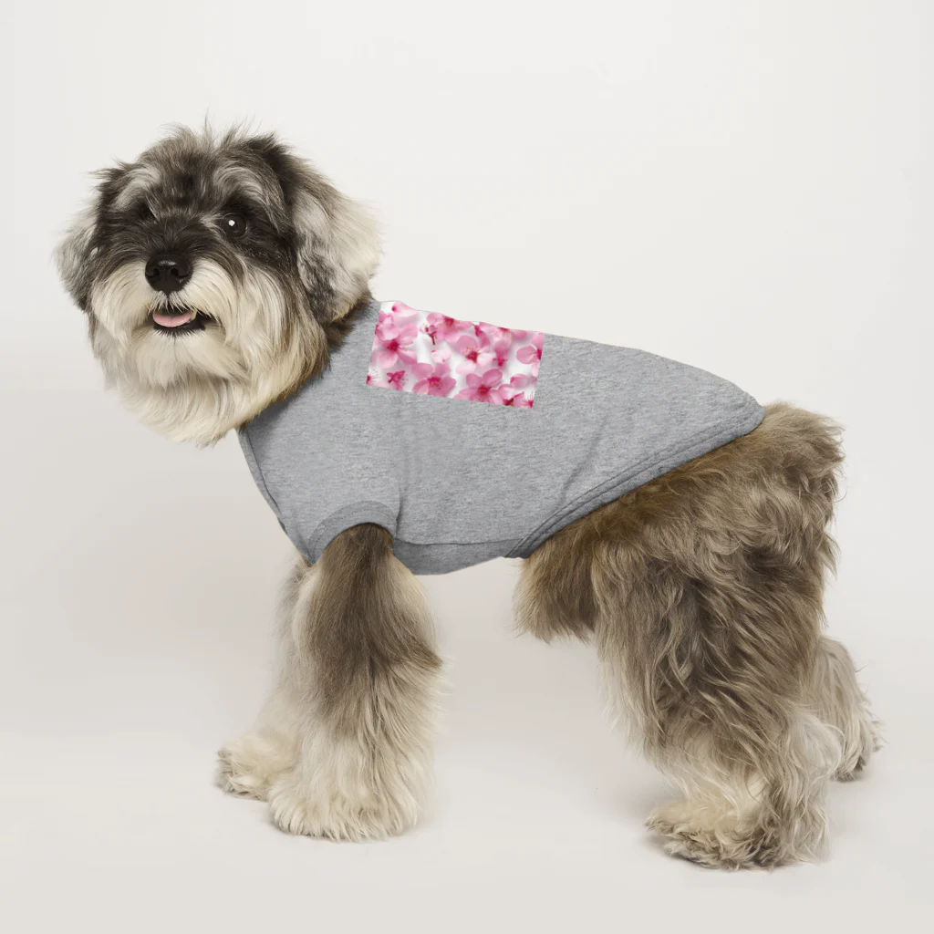 オンラインショップイエローリーフのピンクの花　桜　鮮やか Dog T-shirt