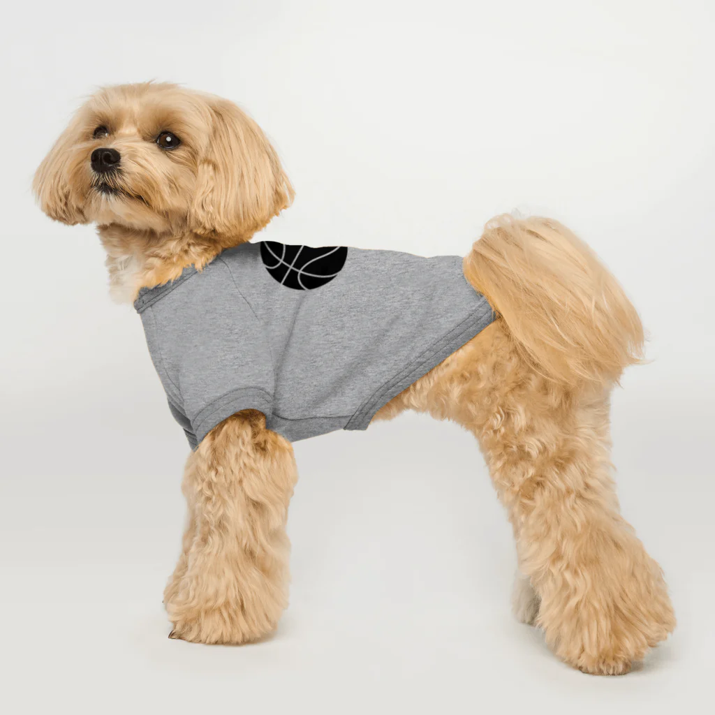 金融投資デザイン　カマラオンテ-ムラサキのバスケットボール　シルエット モノクロ Dog T-shirt