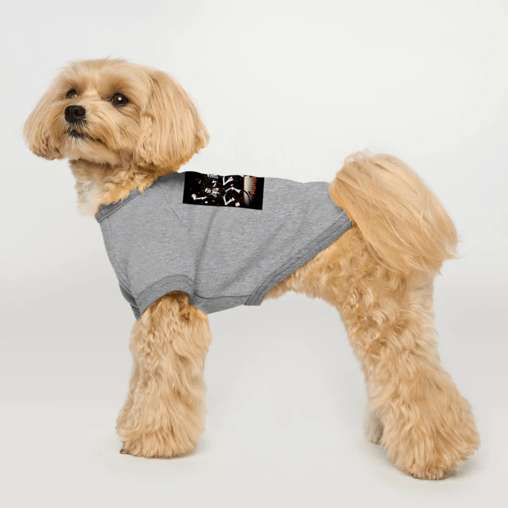 seasun011のハロウィンスケルトンダンス02-01　文字入り Dog T-shirt