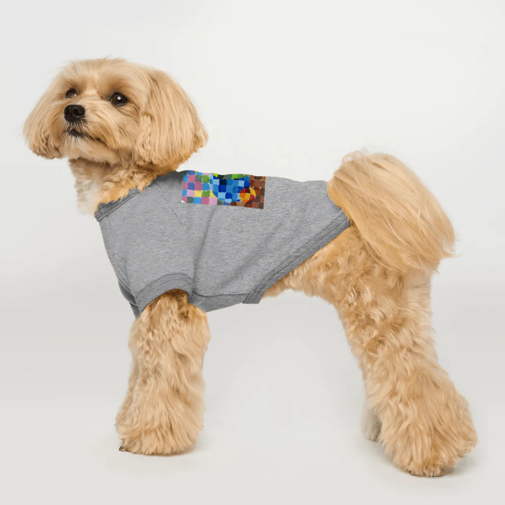 rituhouのカラフルグリッド・コレクション Dog T-shirt