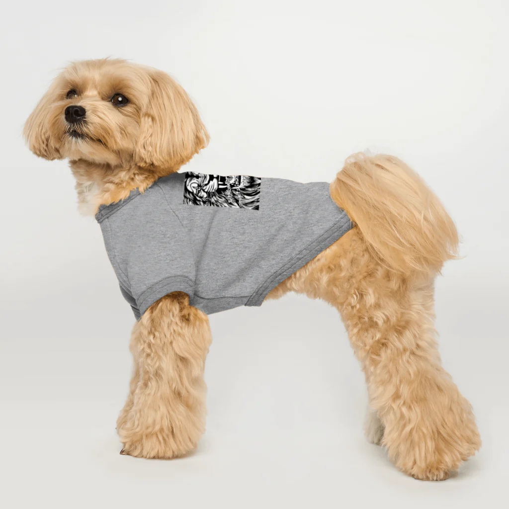 SERIY_SHOPの荘厳なる支配者：モノトーンのライオンの描画 Dog T-shirt