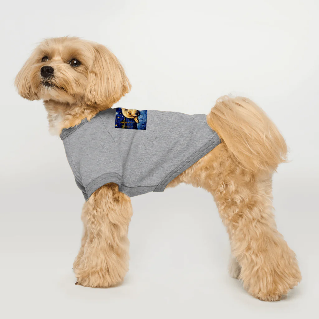 Dog Art Museumの【星降る夜 - ゴールデンレトリバー犬の子犬 No.3】 ドッグTシャツ