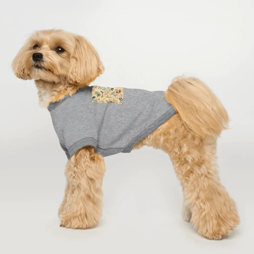 あるてごのギンガムチェック フラワーバタフライガーデン Dog T-shirt