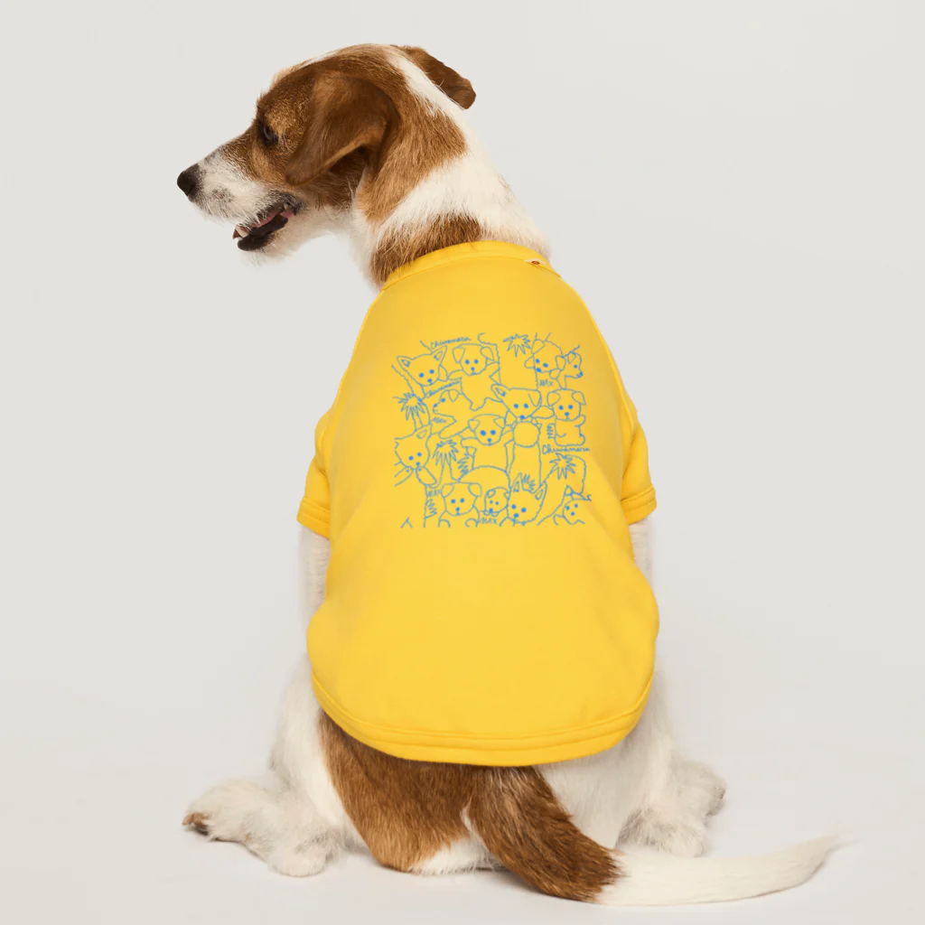 blue-basesの線描きチワマル Dog T-shirt