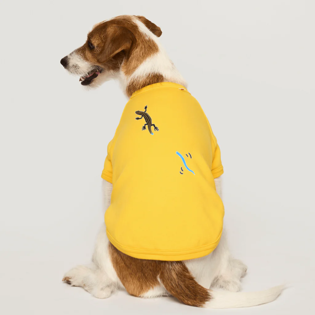 くいなの母の【バックプリント】いしがきとかげの尻尾切り Dog T-shirt