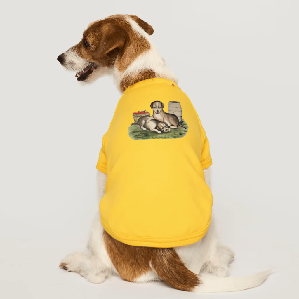 Saza-nami Antique designの２匹の犬 Dog T-shirt