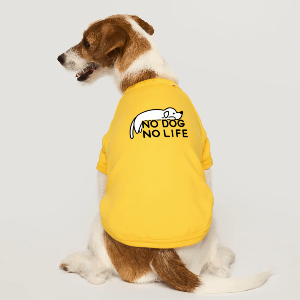 ぽぴーぴぽーのNO DOG NO LIFE(犬白塗り) Dog T-shirt