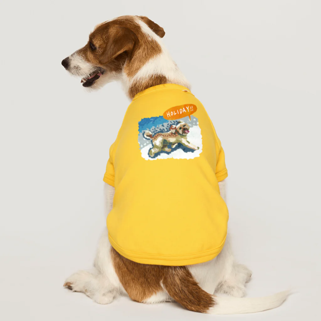 Yuhki | おばけのゆうき 公式オンラインショップ　【ちぎり絵・貼り絵のTシャツ・パーカー・スマホケース・バッグ・日用品・雑貨・文具・ドッグTシャツなど販売中】のトイプードルのよものホリデー(ちぎり絵) Dog T-shirt