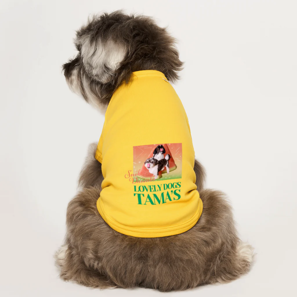 シーズーっぽいしろくろの犬たちのSUIKA DAISUKI TAMA'S Dog T-shirt