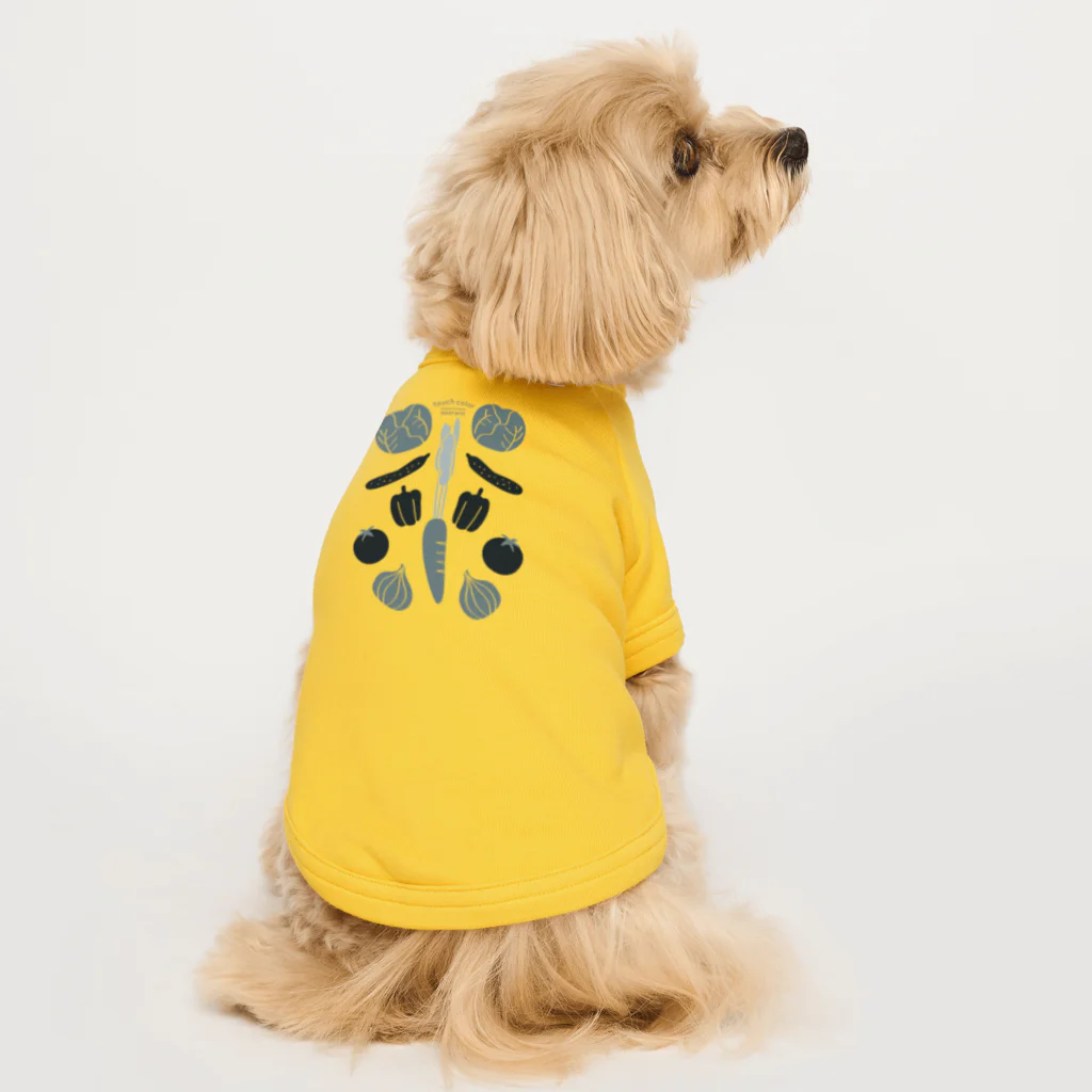 たっちからぁショップのなでなで野菜モノトーン Dog T-shirt