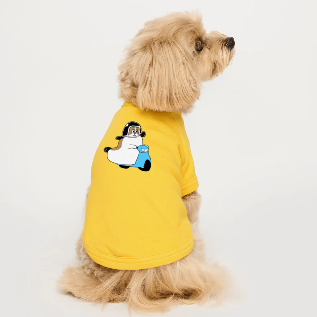 マツバラのもじゃまるバイク移動　水色 Dog T-shirt