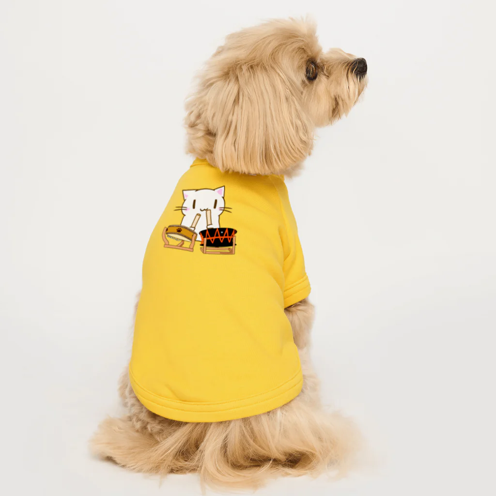 絵娯クリエイトのひのもとにゃんこ®️ 太鼓 / 雪ちゃん Dog T-shirt