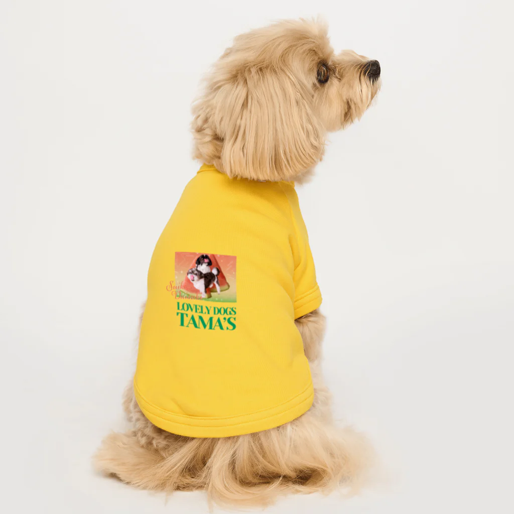 シーズーっぽいしろくろの犬たちのSUIKA DAISUKI TAMA'S Dog T-shirt