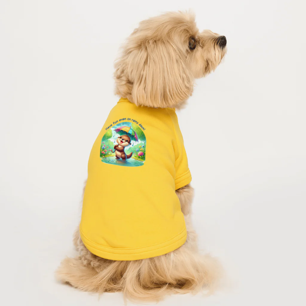 dreamy-designの雨の日のお散歩　カワウソくん Dog T-shirt