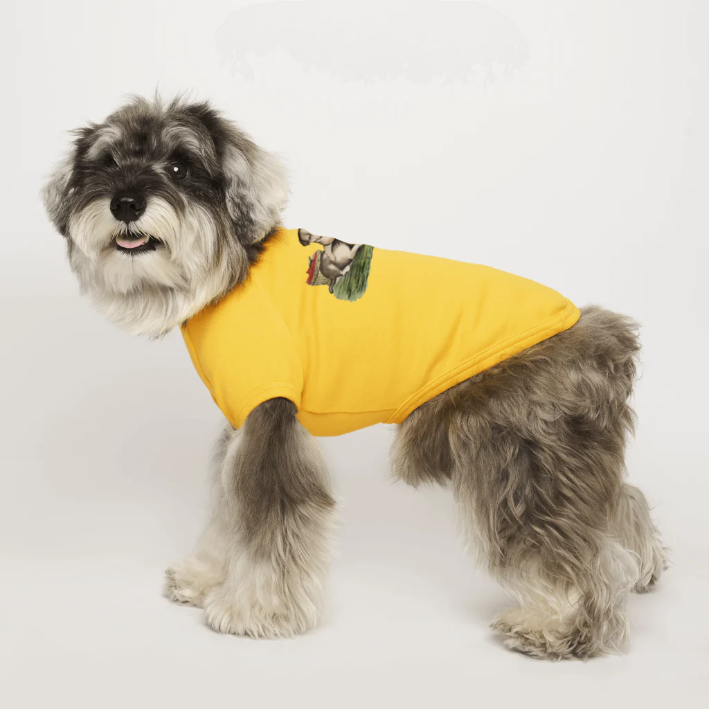 Saza-nami Antique designの２匹の犬 Dog T-shirt