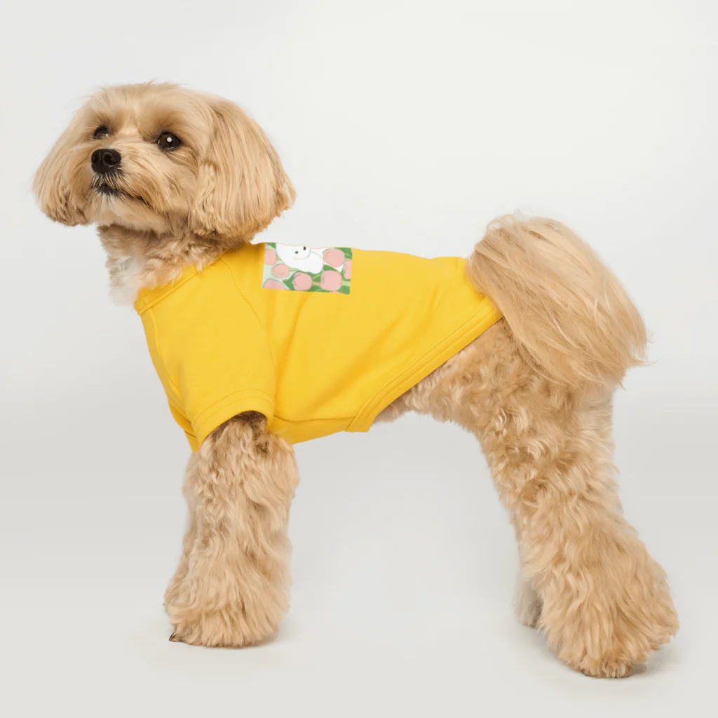 てらおかなつみの犬とチューリップ Dog T-shirt