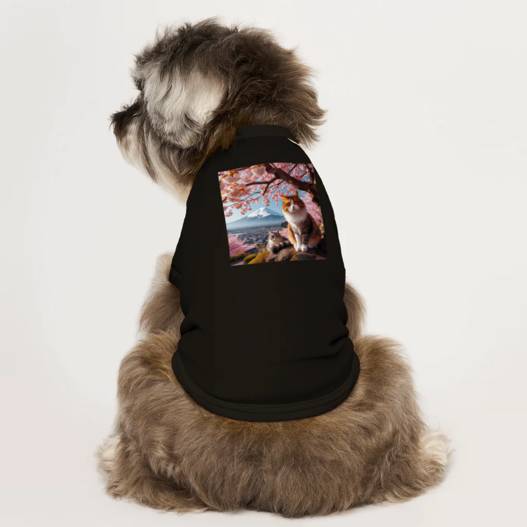 猫好き Japanの富士山と猫 Dog T-shirt