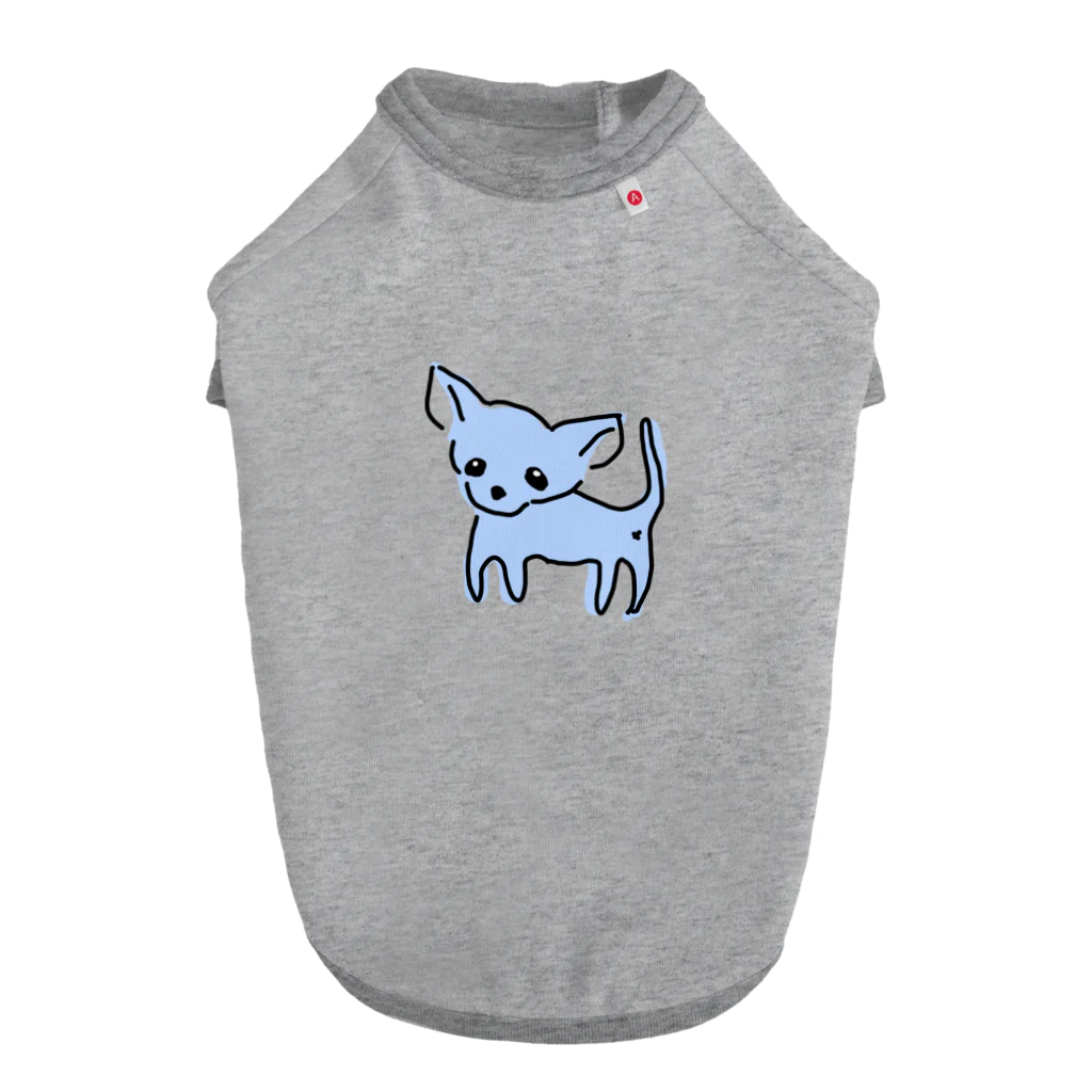 akane_art（茜音工房）のゆるチワワ（ブルー） Dog T-shirt