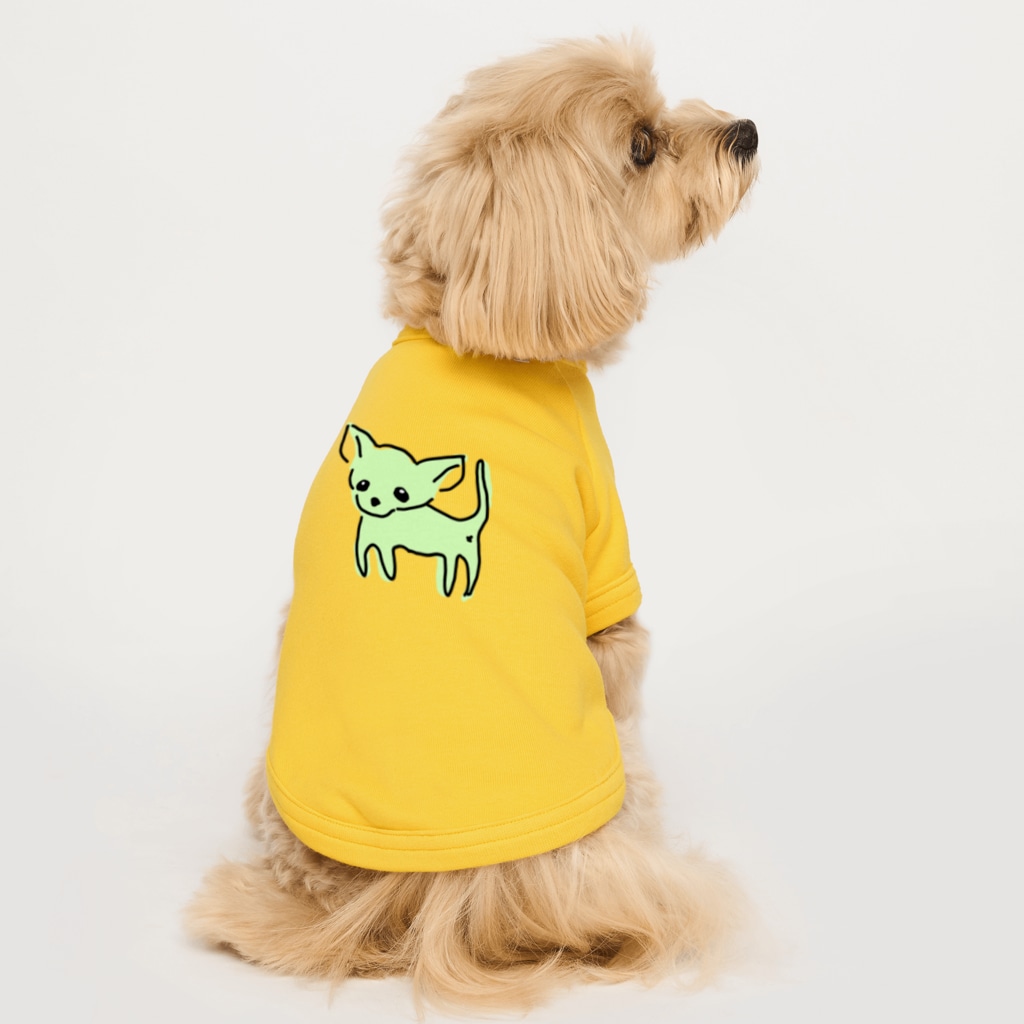 akane_art（茜音工房）のゆるチワワ（グリーン） Dog T-shirt