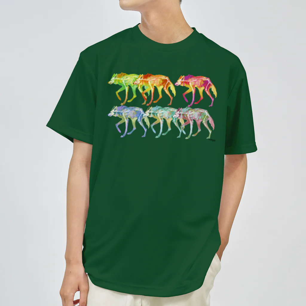 どうぶつのホネ、ときどきキョウリュウ。の６ひきのタテガミオオカミ ドライTシャツ