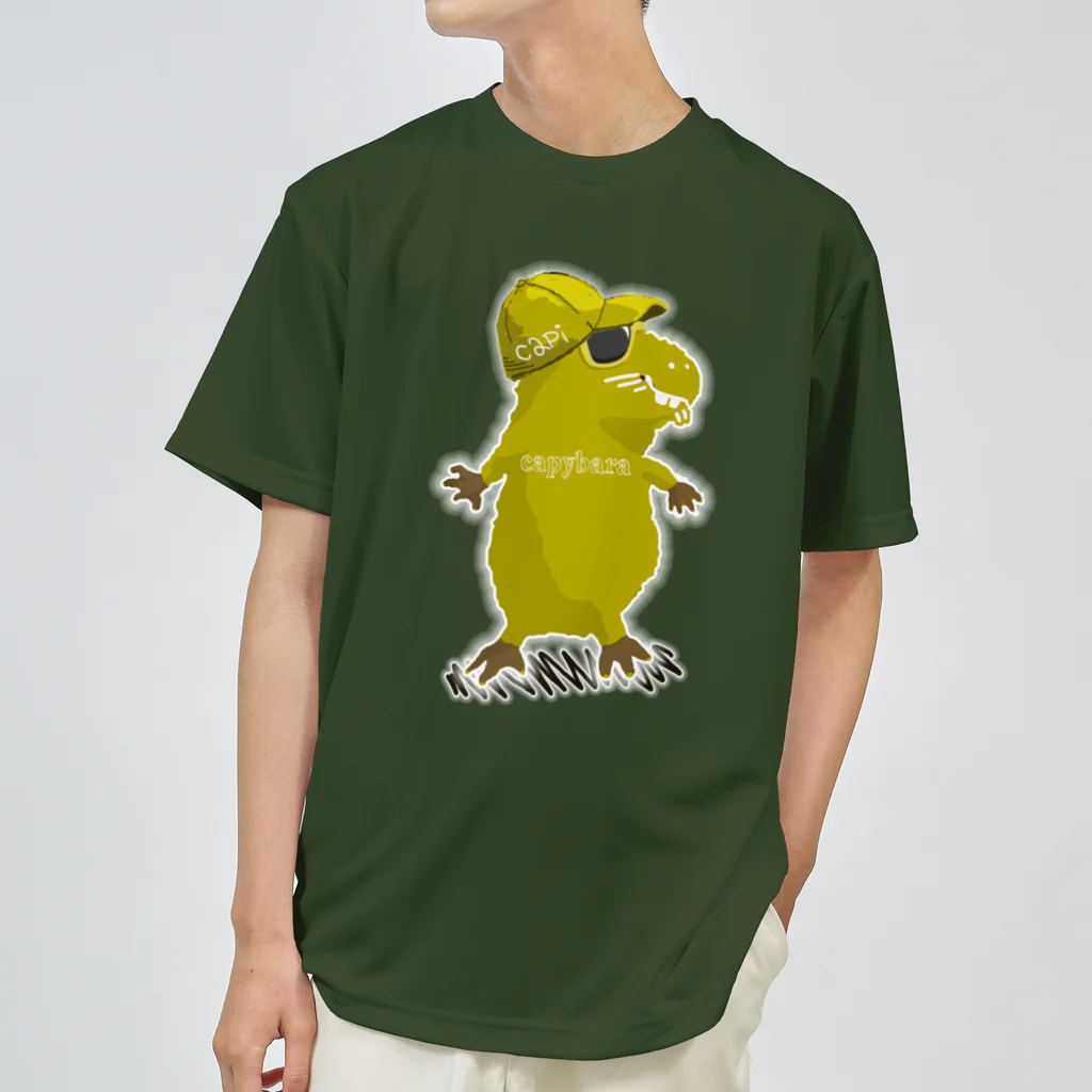PALA's SHOP　cool、シュール、古風、和風、のカピバラ‐🧢🕶ｂ1 モスグリーン Dry T-Shirt