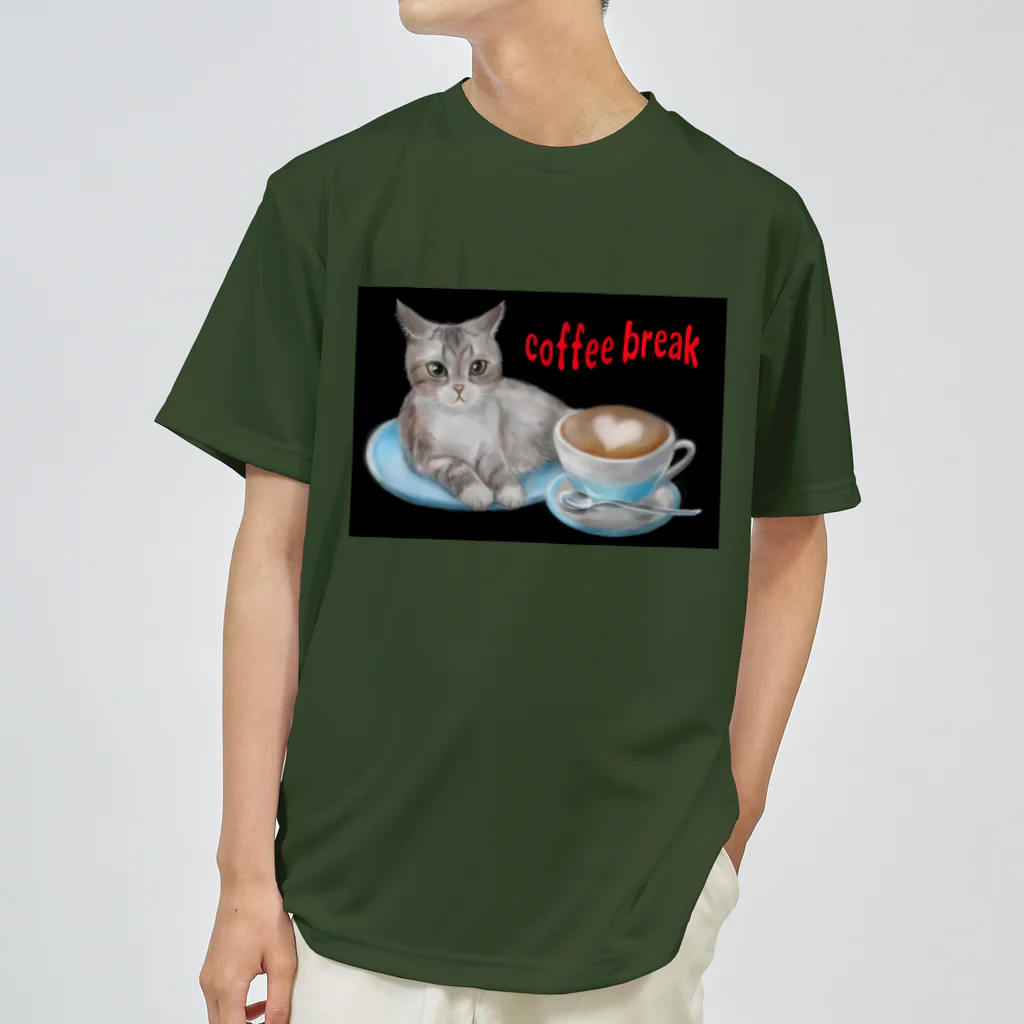 Ａｔｅｌｉｅｒ　Ｈｅｕｒｅｕｘのカフェネコ　コーヒーブレイク ドライTシャツ