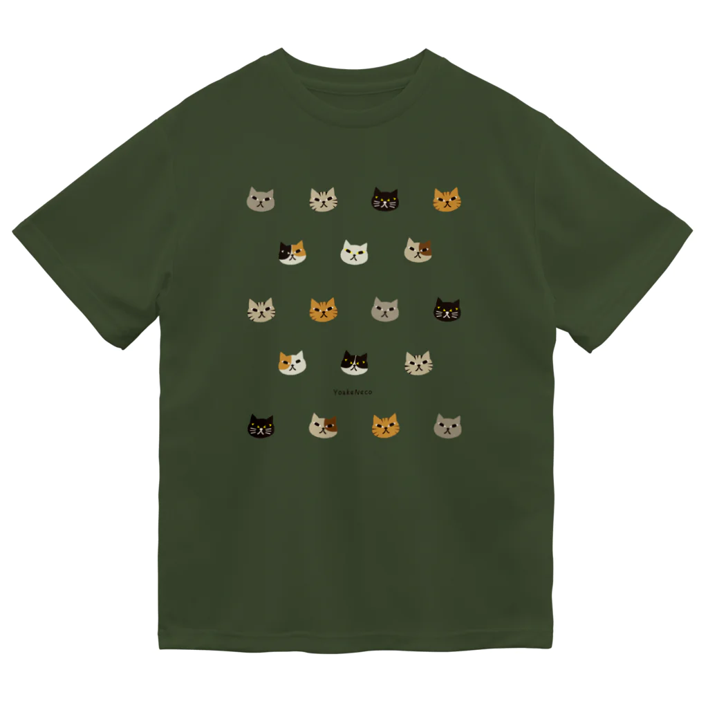 YoakeNecoのよあけねこ　かお集合 ドライTシャツ