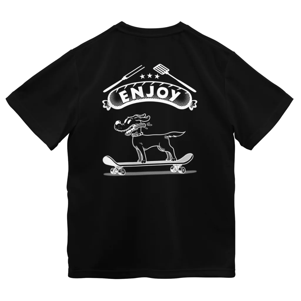 nidan-illustrationのhappy dog -ENJOY- (wite ink) Dry T-Shirt