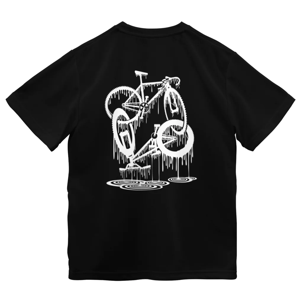 nidan-illustrationのmelted bikes #2 (white ink) ドライTシャツ