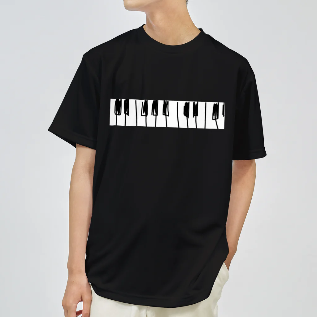 Naa Piano Music (ピアノデザインコレクション)の🎼 ピアノ 鍵盤　(モノクロデザインver.) ドライTシャツ