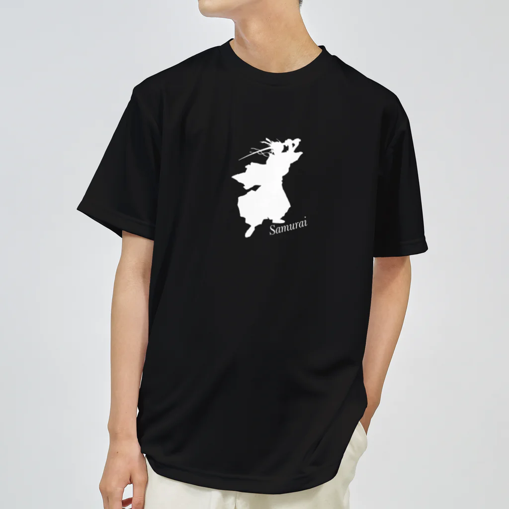 くろねこのSamyrai (白) Dry T-Shirt