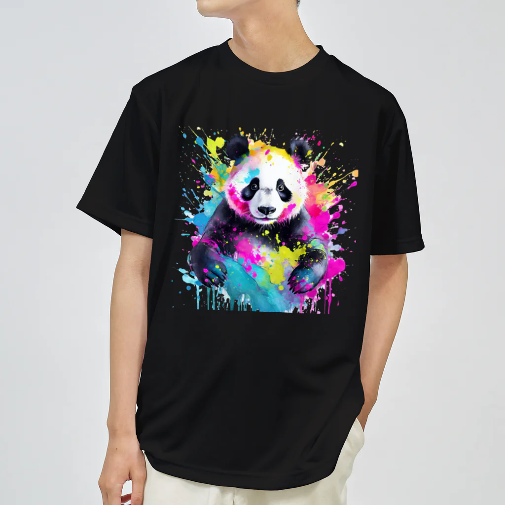 カラフルな動物図鑑のジャイアントパンダ ドライTシャツ