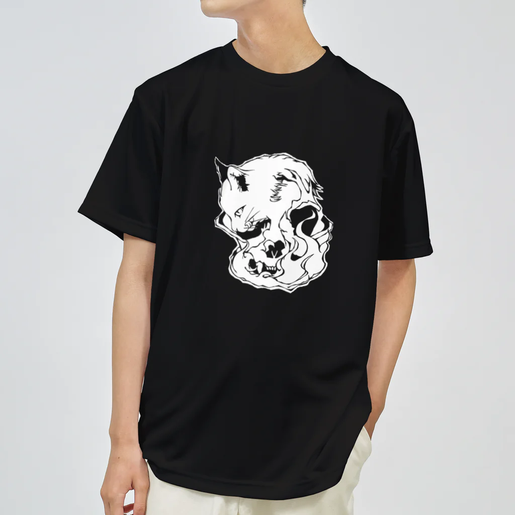 grau und mattのCats And Skulls White ドライTシャツ