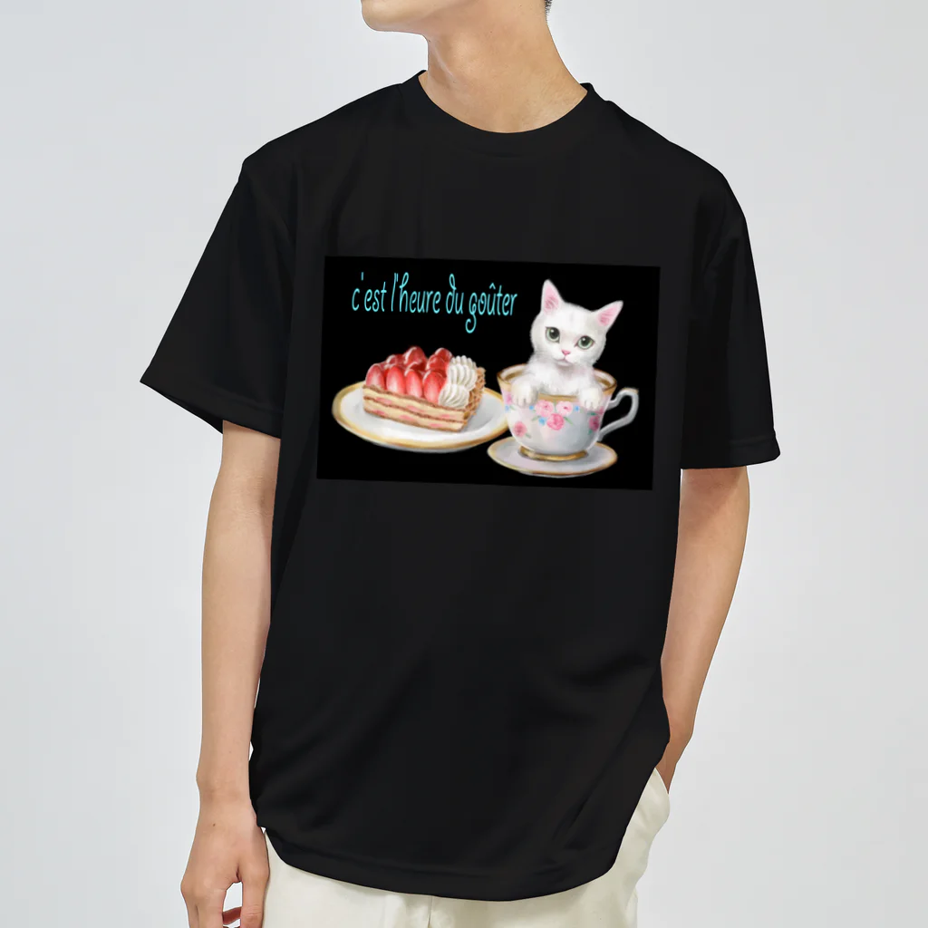 Ａｔｅｌｉｅｒ　Ｈｅｕｒｅｕｘのカフェネコ おやつの時間 ドライTシャツ