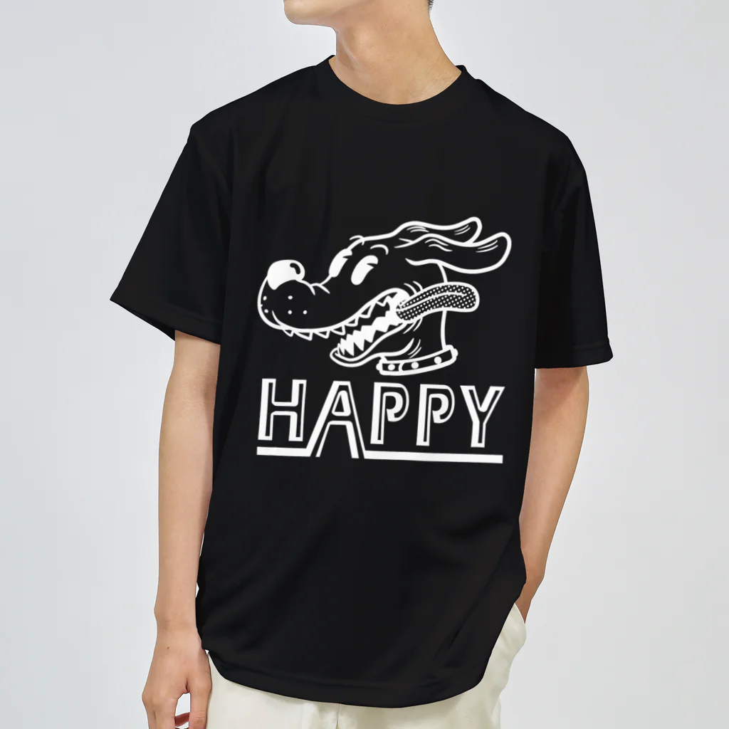 nidan-illustrationのhappy dog (white ink) ドライTシャツ