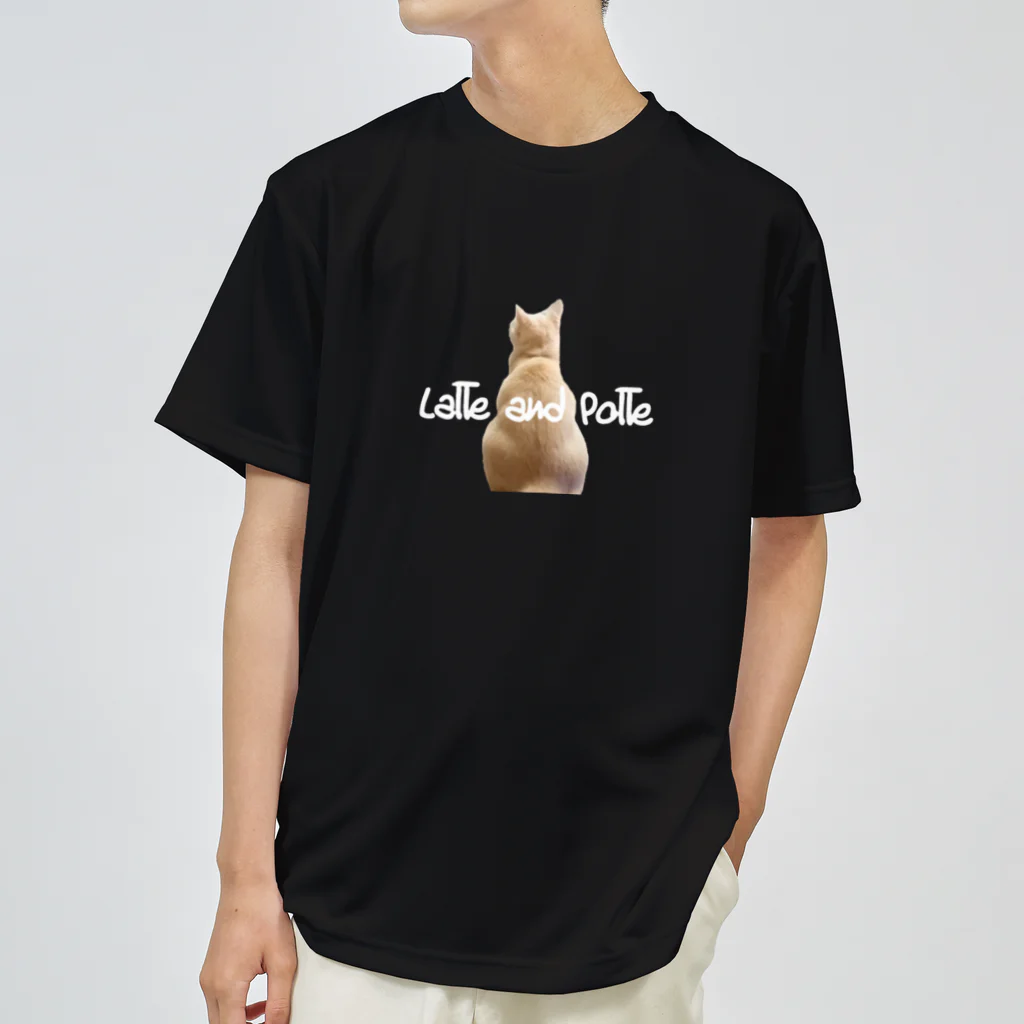 Le Chat Mignonne ル・シャ・ミニョンヌの【ドライTシャツ】ポテ子の後ろ姿が可愛いプリントと白文字【Tシャツ】 Dry T-Shirt