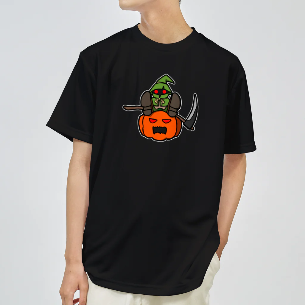 ナチュラルサトシのめへのスケアクロウとジャック・オー・ランタン ドライTシャツ