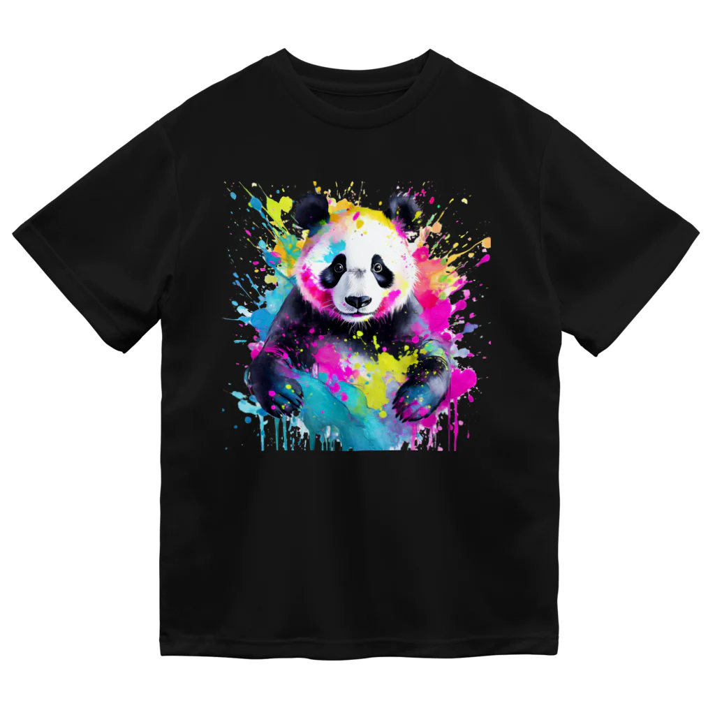 カラフルな動物図鑑のジャイアントパンダ ドライTシャツ