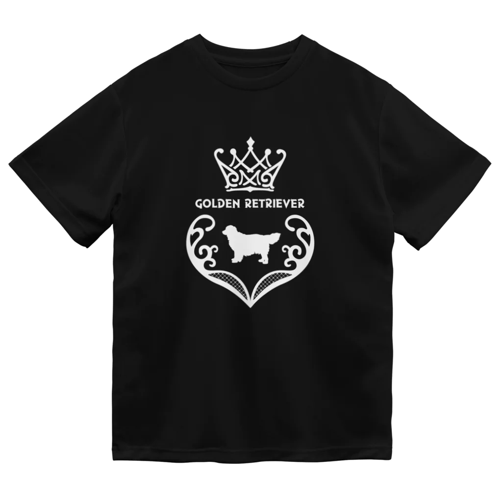 onehappinessのゴールデンレトリバー　crown heart　onehappiness　white ドライTシャツ