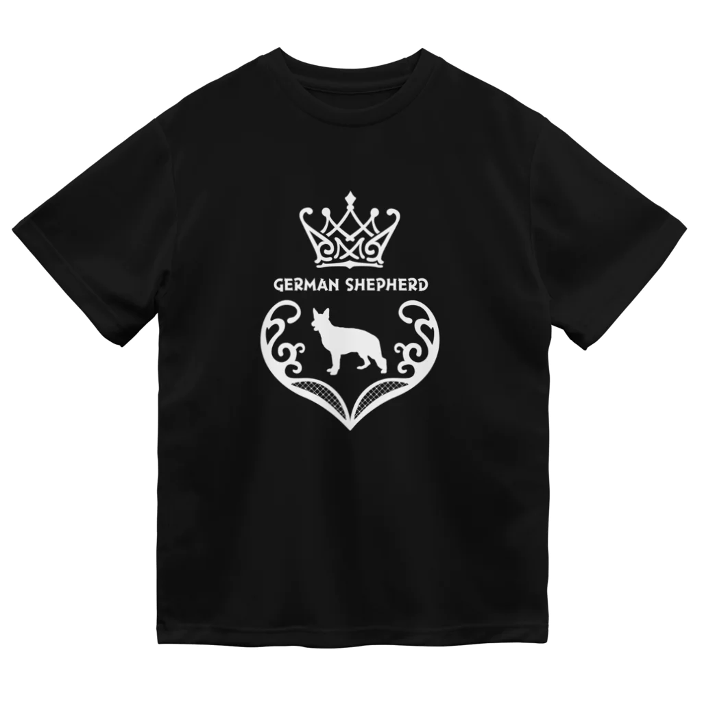 onehappinessのジャーマンシェパード　crown heart　onehappiness　white ドライTシャツ