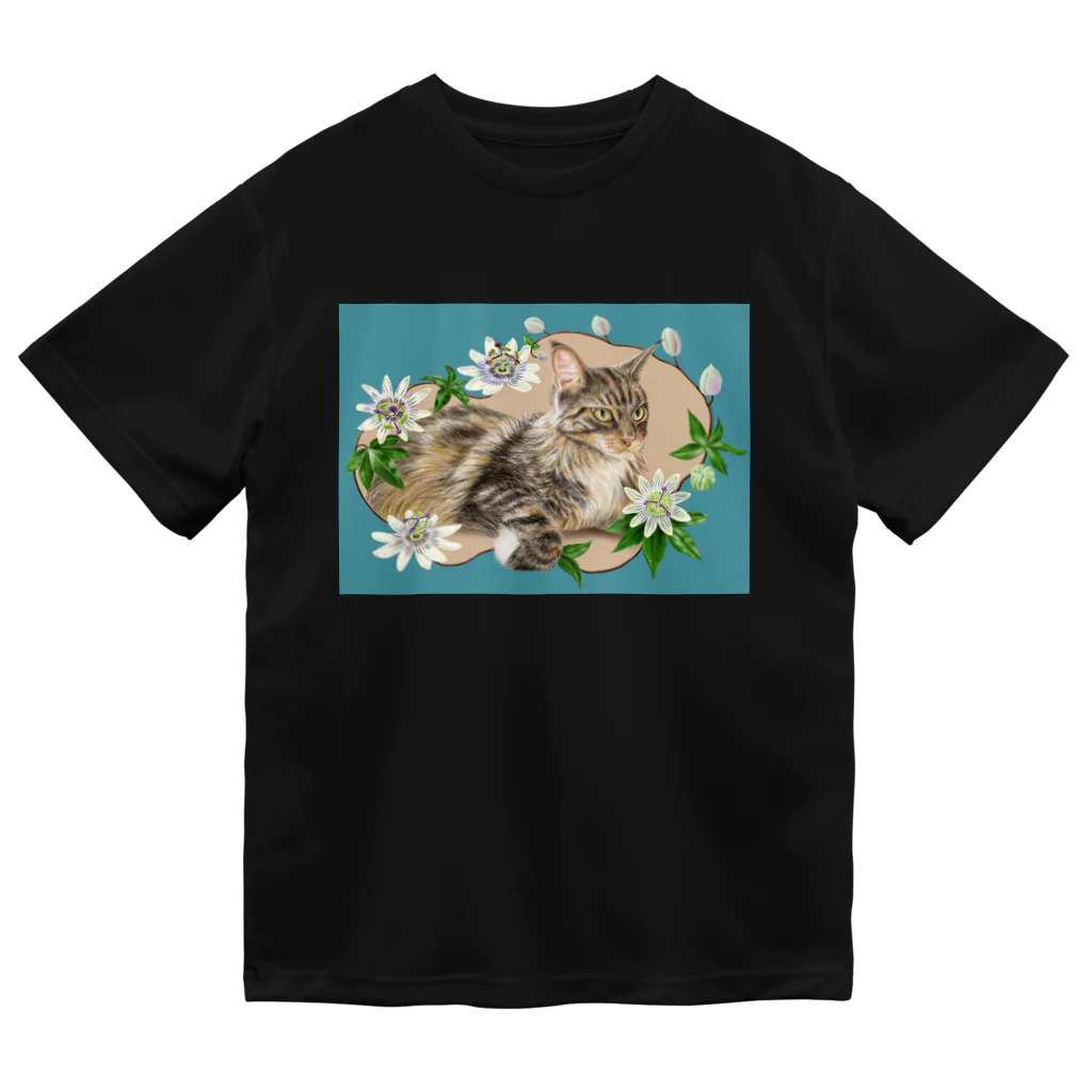 Ａｔｅｌｉｅｒ　Ｈｅｕｒｅｕｘの🌼花と猫😸　トケイソウ ドライTシャツ