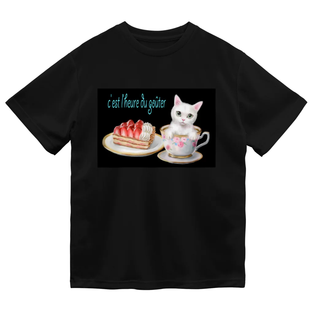 Ａｔｅｌｉｅｒ　Ｈｅｕｒｅｕｘのカフェネコ おやつの時間 ドライTシャツ