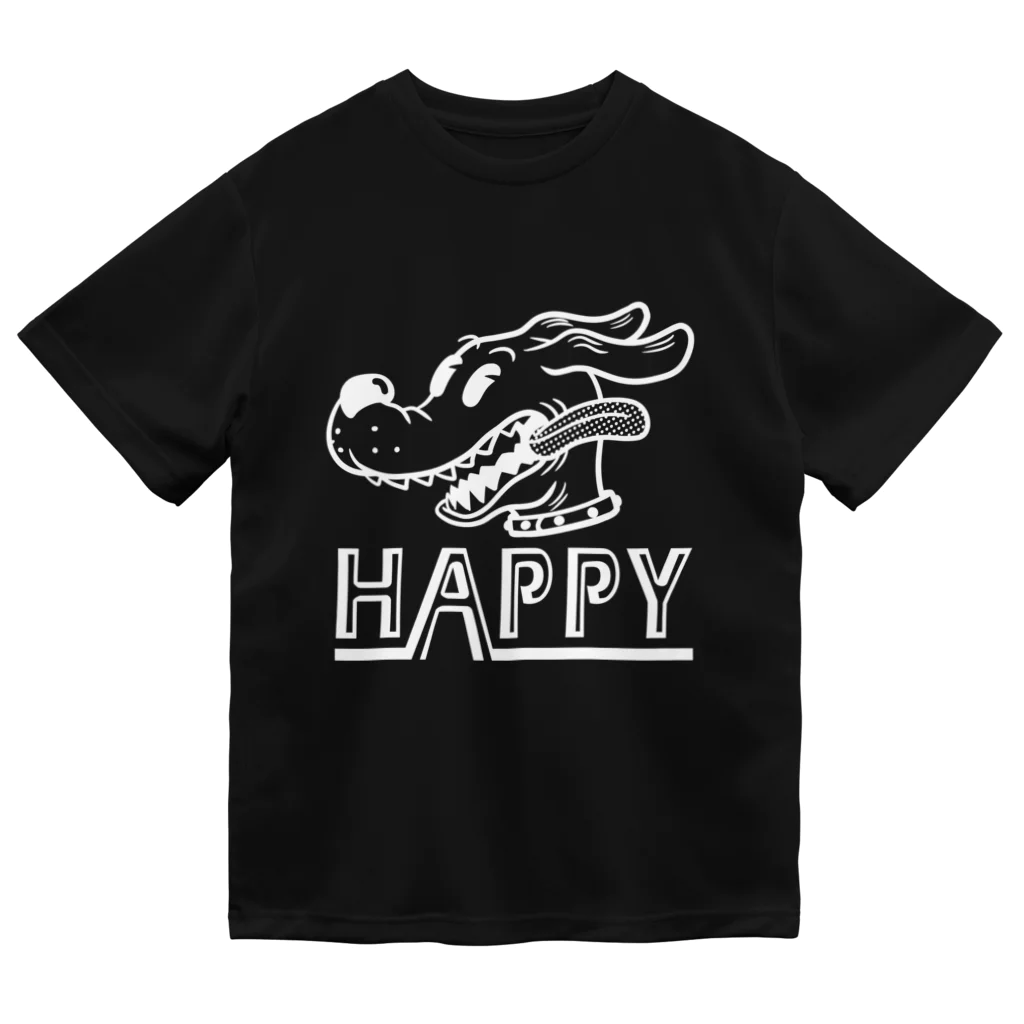 nidan-illustrationのhappy dog (white ink) ドライTシャツ