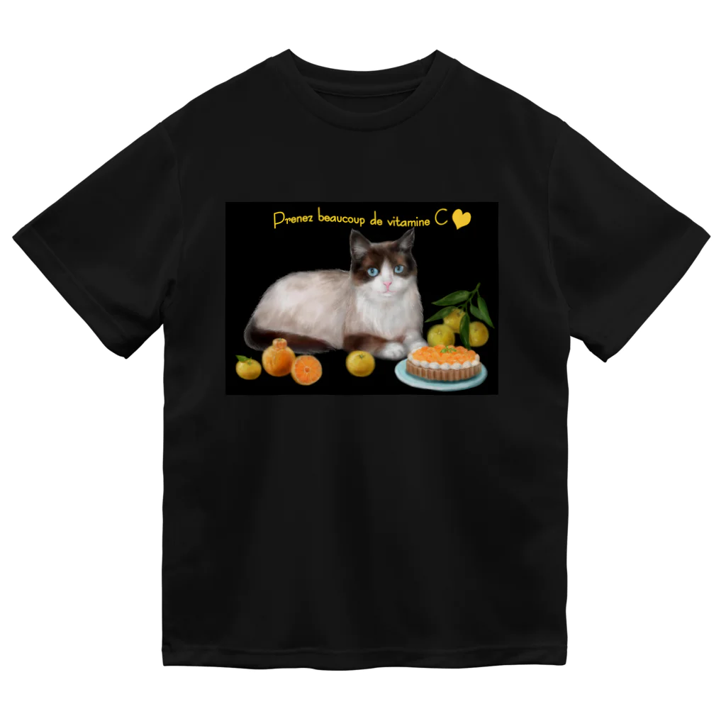 Ａｔｅｌｉｅｒ　Ｈｅｕｒｅｕｘのにゃんことみかんタルト🍊 ドライTシャツ