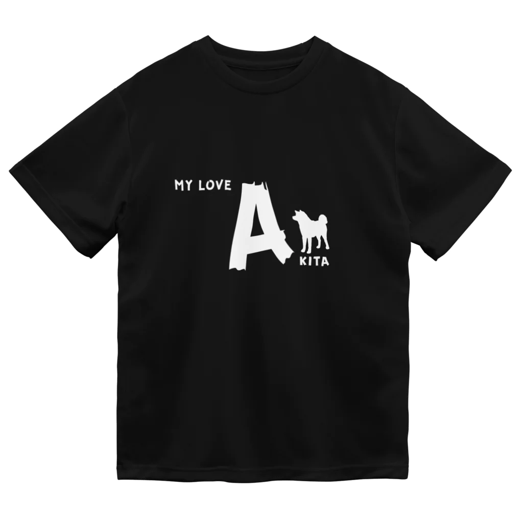 onehappinessのMY LOVE AKITA（秋田犬）　ホワイト ドライTシャツ