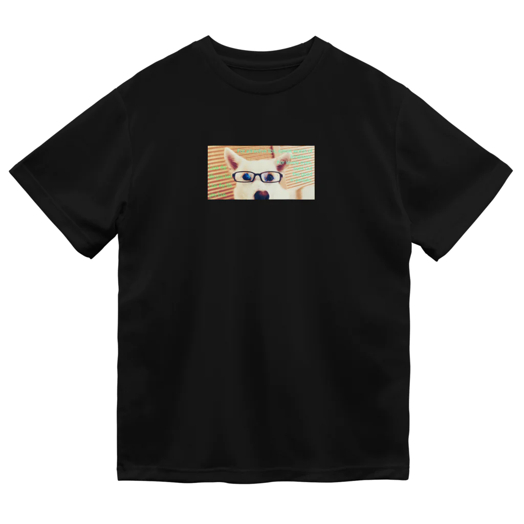 lalalatteのメガネ女子犬 ドライTシャツ