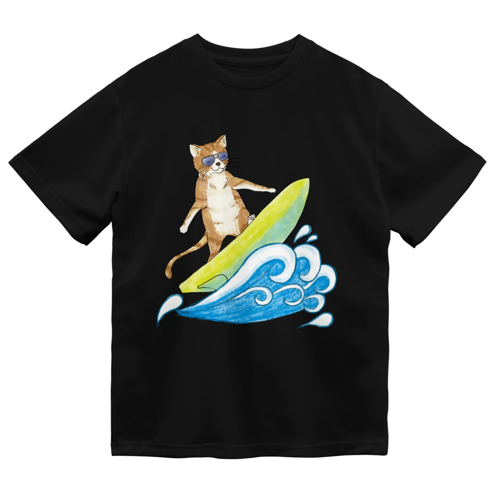 水色気分の猫のサーフィン(水彩ver.) Dry T-Shirt