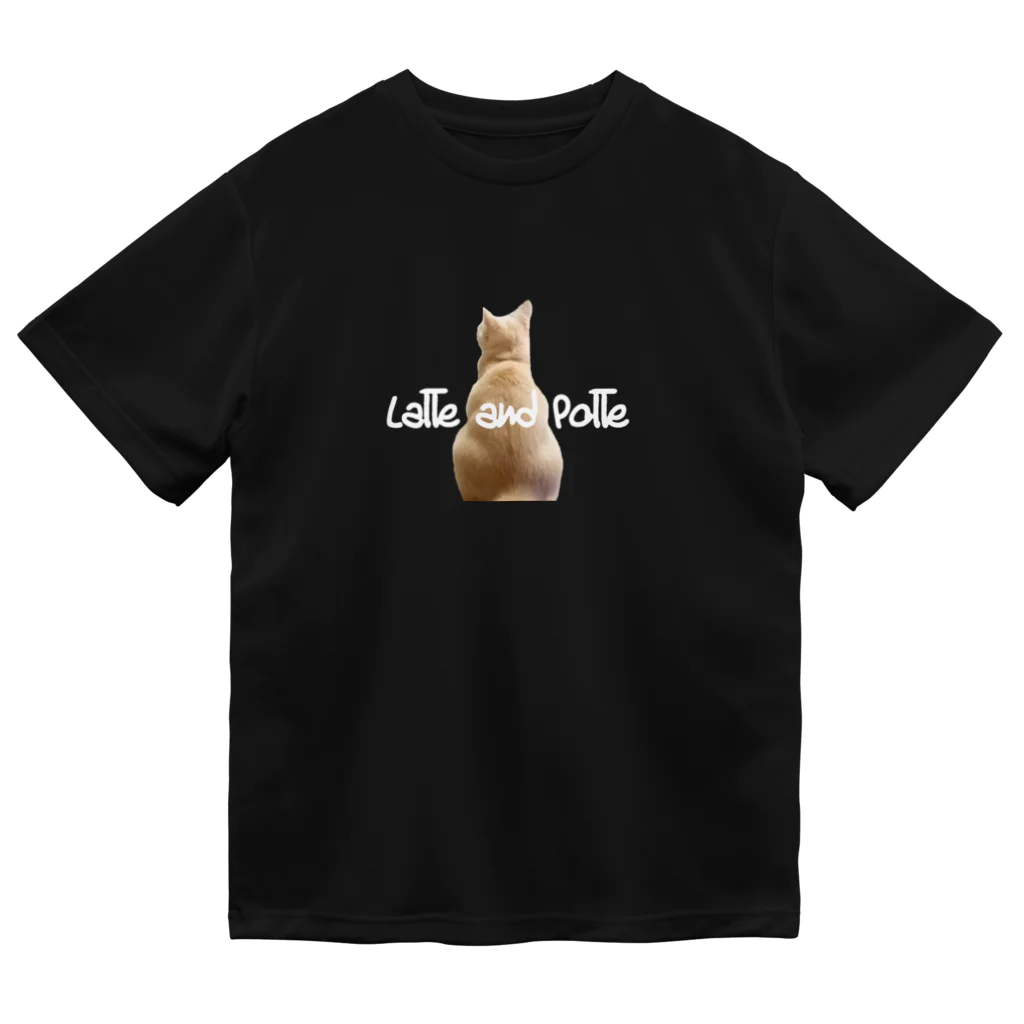 Le Chat Mignonne ル・シャ・ミニョンヌの【ドライTシャツ】ポテ子の後ろ姿が可愛いプリントと白文字【Tシャツ】 Dry T-Shirt